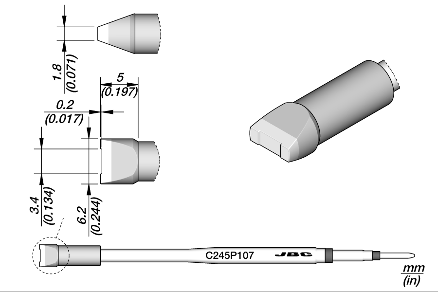 C245P107 - Grooved Cartridge 3.4 x 1.8